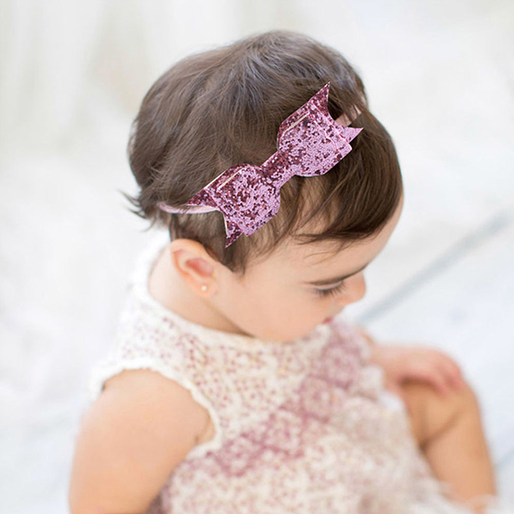 Baby Girl Toddler Party Shiny Bowknot Sequins Headband Hair Accessory Photo Prop