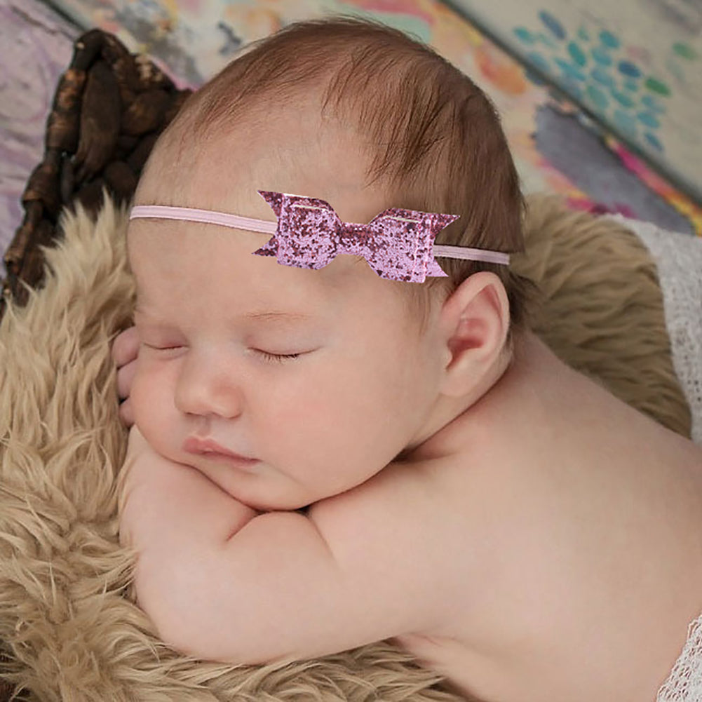 Baby Girl Toddler Party Shiny Bowknot Sequins Headband Hair Accessory Photo Prop
