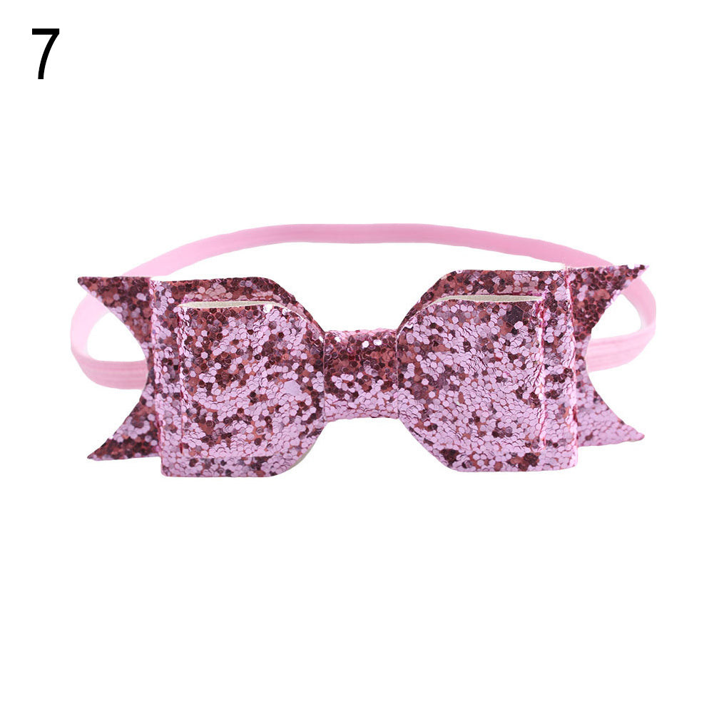 Baby Girl Toddler Party Shiny Bowknot Sequins Headband Hair Accessory Photo Prop