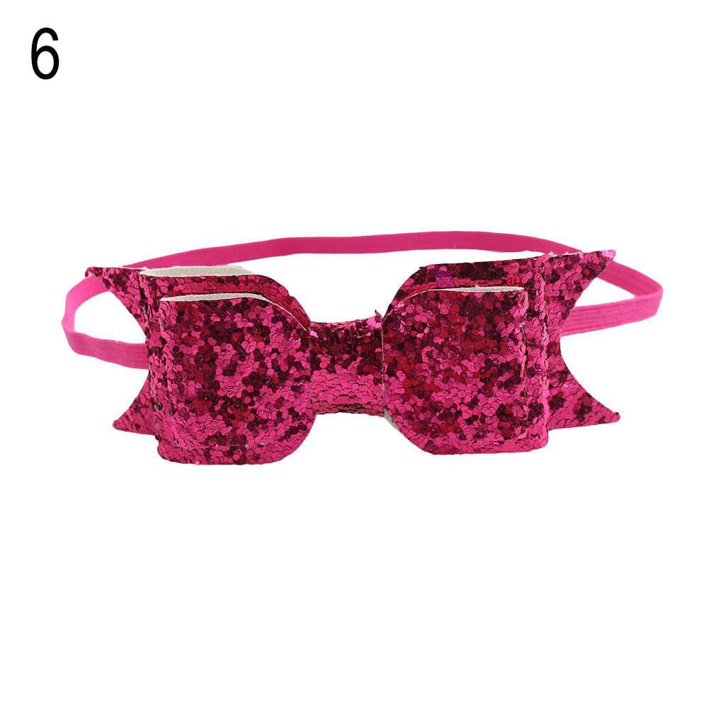 Baby Girl Toddler Party Shiny Bowknot Sequins Headband Hair Accessory Photo Prop