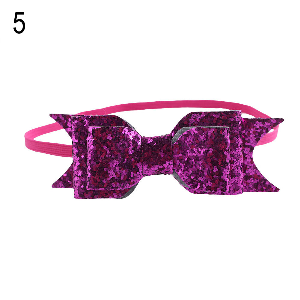 Baby Girl Toddler Party Shiny Bowknot Sequins Headband Hair Accessory Photo Prop
