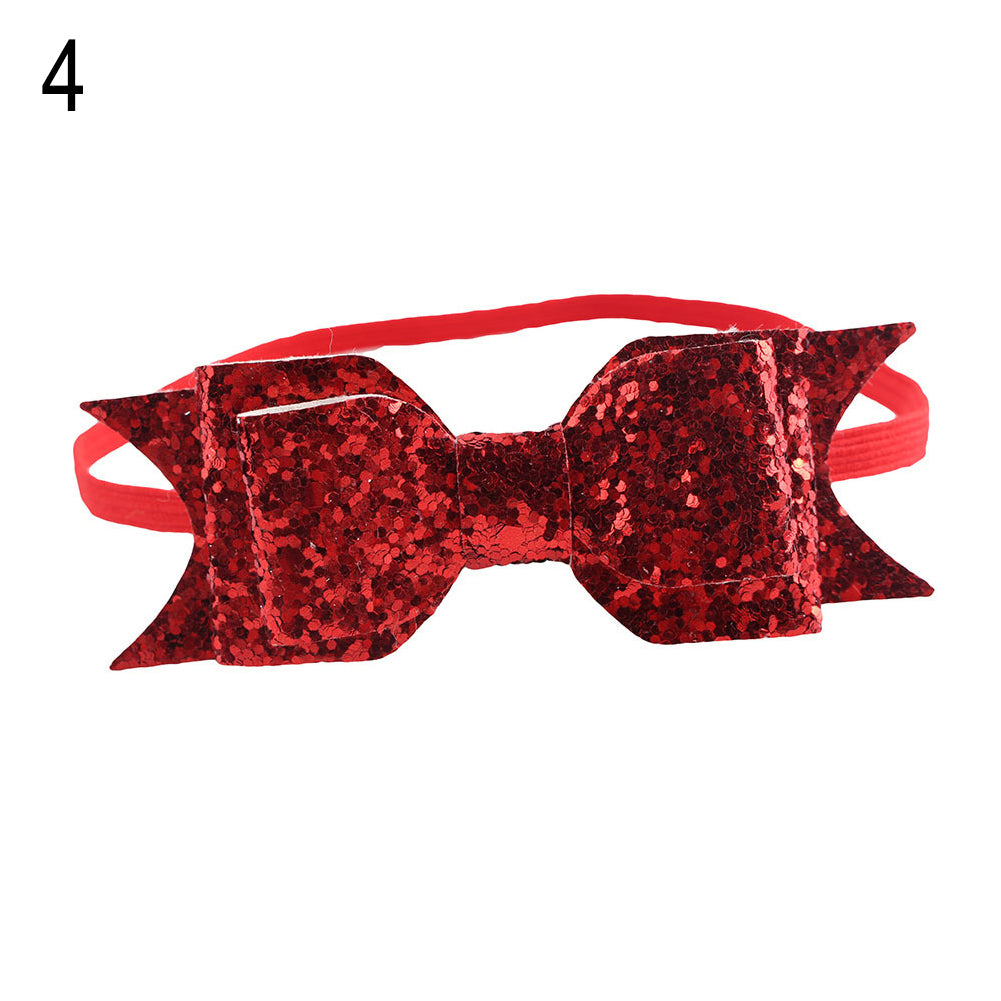 Baby Girl Toddler Party Shiny Bowknot Sequins Headband Hair Accessory Photo Prop