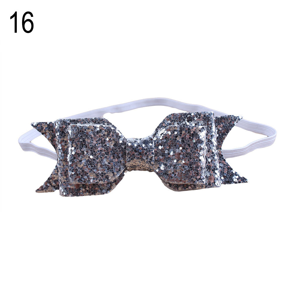 Baby Girl Toddler Party Shiny Bowknot Sequins Headband Hair Accessory Photo Prop