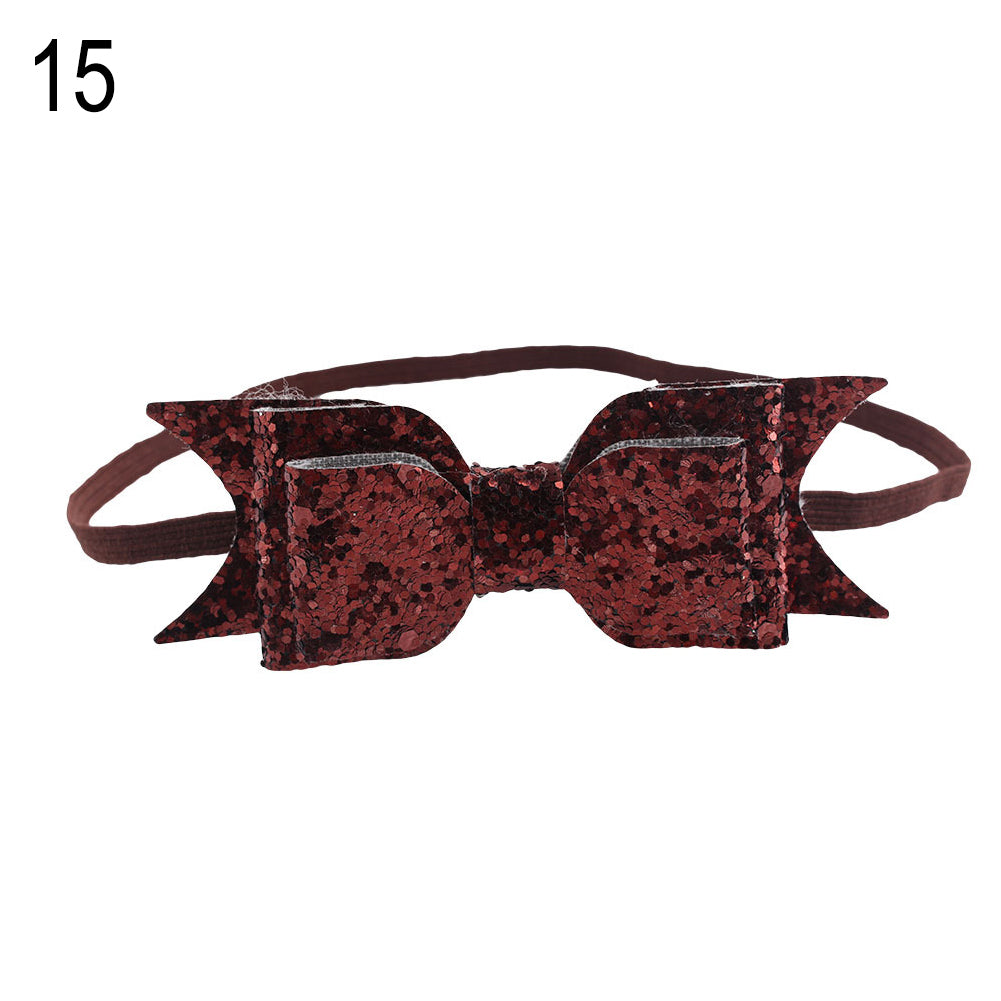 Baby Girl Toddler Party Shiny Bowknot Sequins Headband Hair Accessory Photo Prop
