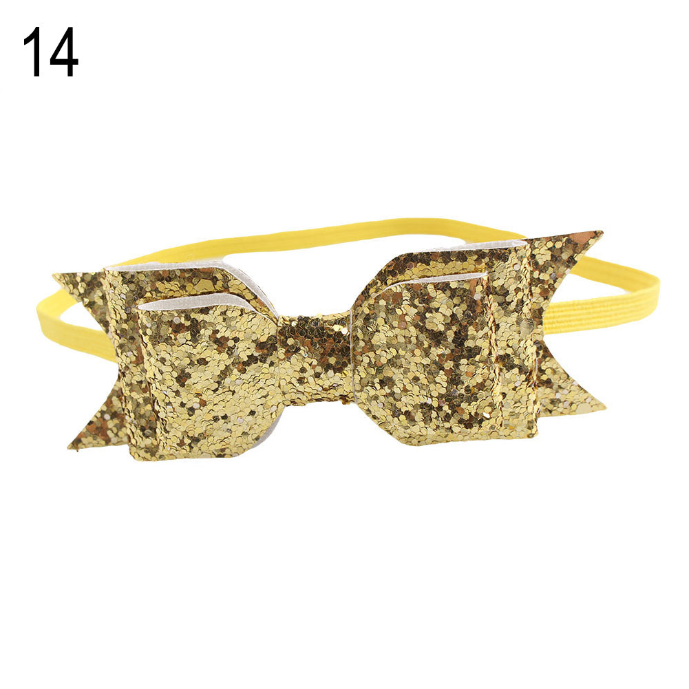 Baby Girl Toddler Party Shiny Bowknot Sequins Headband Hair Accessory Photo Prop