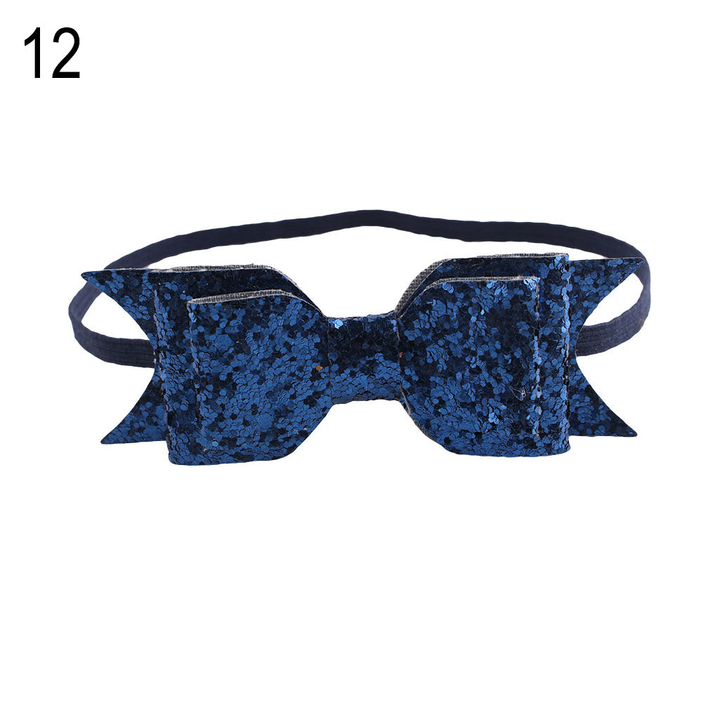 Baby Girl Toddler Party Shiny Bowknot Sequins Headband Hair Accessory Photo Prop