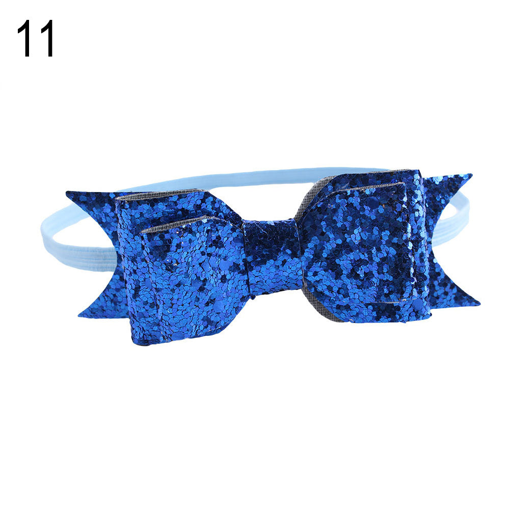 Baby Girl Toddler Party Shiny Bowknot Sequins Headband Hair Accessory Photo Prop