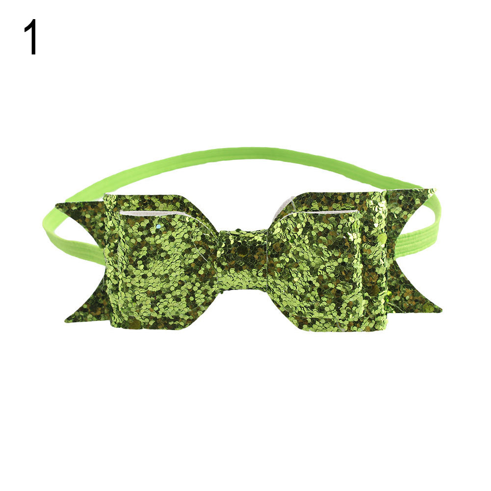 Baby Girl Toddler Party Shiny Bowknot Sequins Headband Hair Accessory Photo Prop