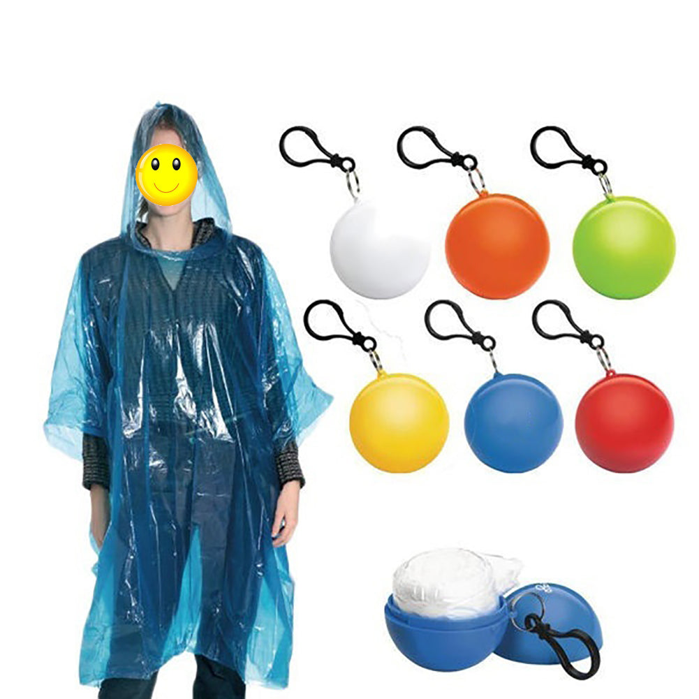 Outdoor Raincoat Ball Disposable Camping Fishing Tourism Emergency Keychain