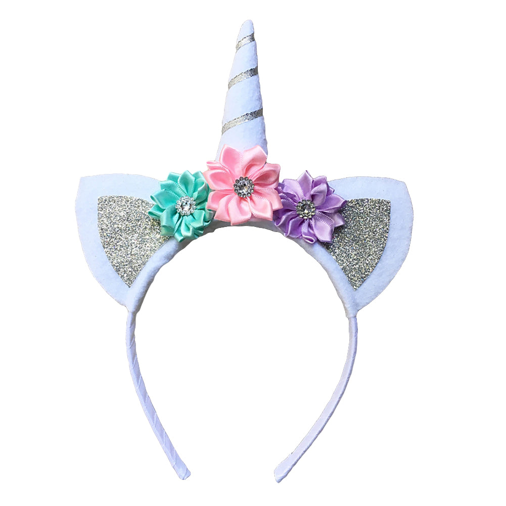 Lovely Birthday Party Headband Baby Girls Unicorn Horn Ears Flower Hairband