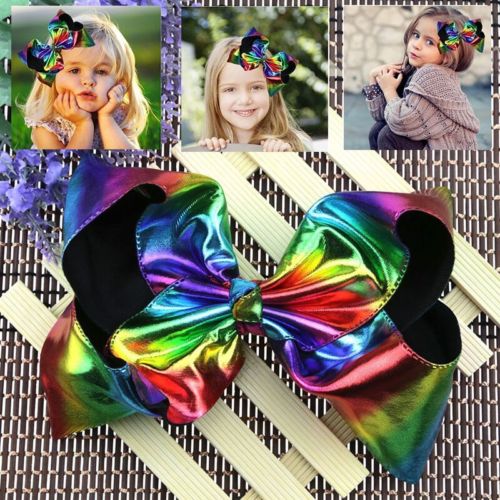 2Pcs/Set Large Rainbow Queen Dance Princess Girl Bowknot Hair Clip Accessories