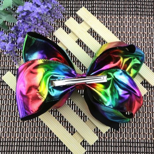 2Pcs/Set Large Rainbow Queen Dance Princess Girl Bowknot Hair Clip Accessories