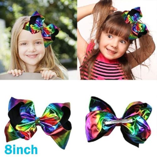 2Pcs/Set Large Rainbow Queen Dance Princess Girl Bowknot Hair Clip Accessories