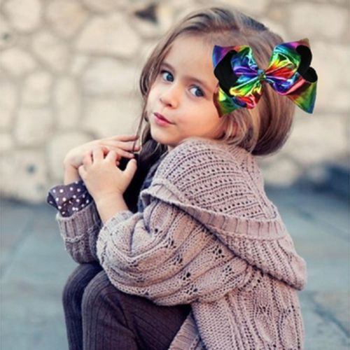 2Pcs/Set Large Rainbow Queen Dance Princess Girl Bowknot Hair Clip Accessories