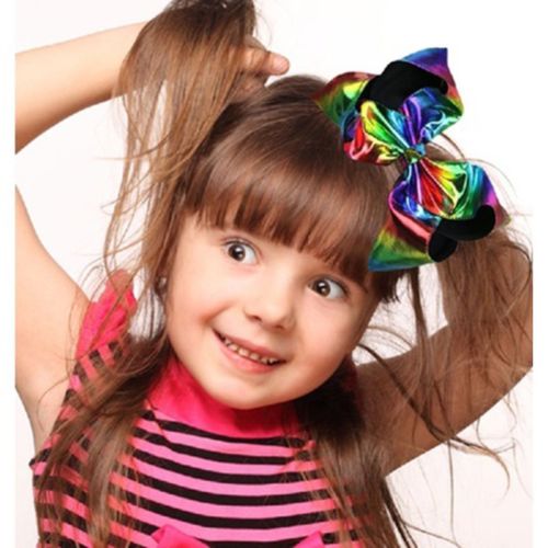 2Pcs/Set Large Rainbow Queen Dance Princess Girl Bowknot Hair Clip Accessories