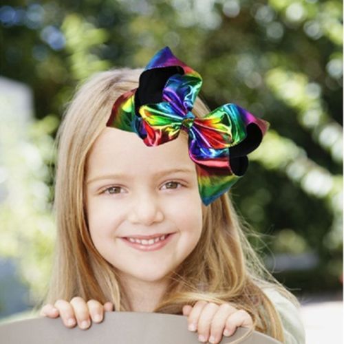 2Pcs/Set Large Rainbow Queen Dance Princess Girl Bowknot Hair Clip Accessories