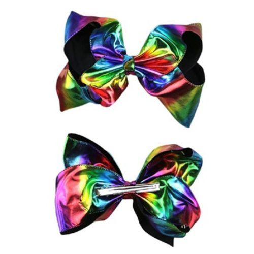 2Pcs/Set Large Rainbow Queen Dance Princess Girl Bowknot Hair Clip Accessories