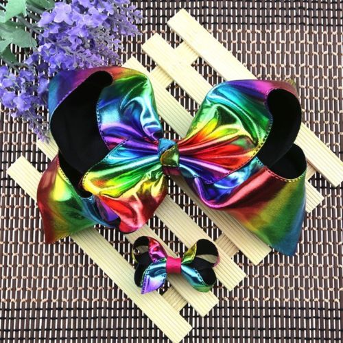 2Pcs/Set Large Rainbow Queen Dance Princess Girl Bowknot Hair Clip Accessories