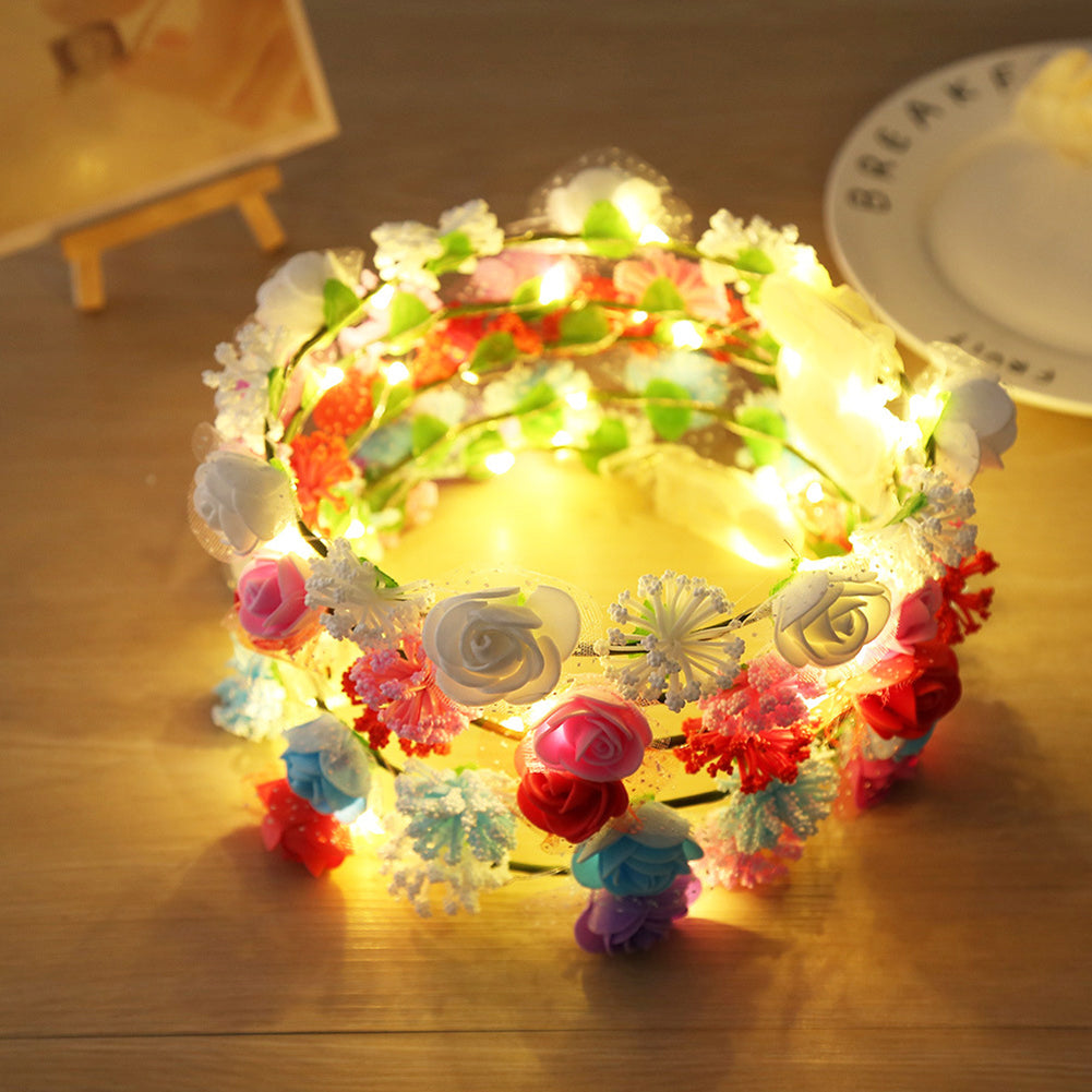LED Luminous Rose Flower Hairband Girls Headband Festival Party Wedding Decor
