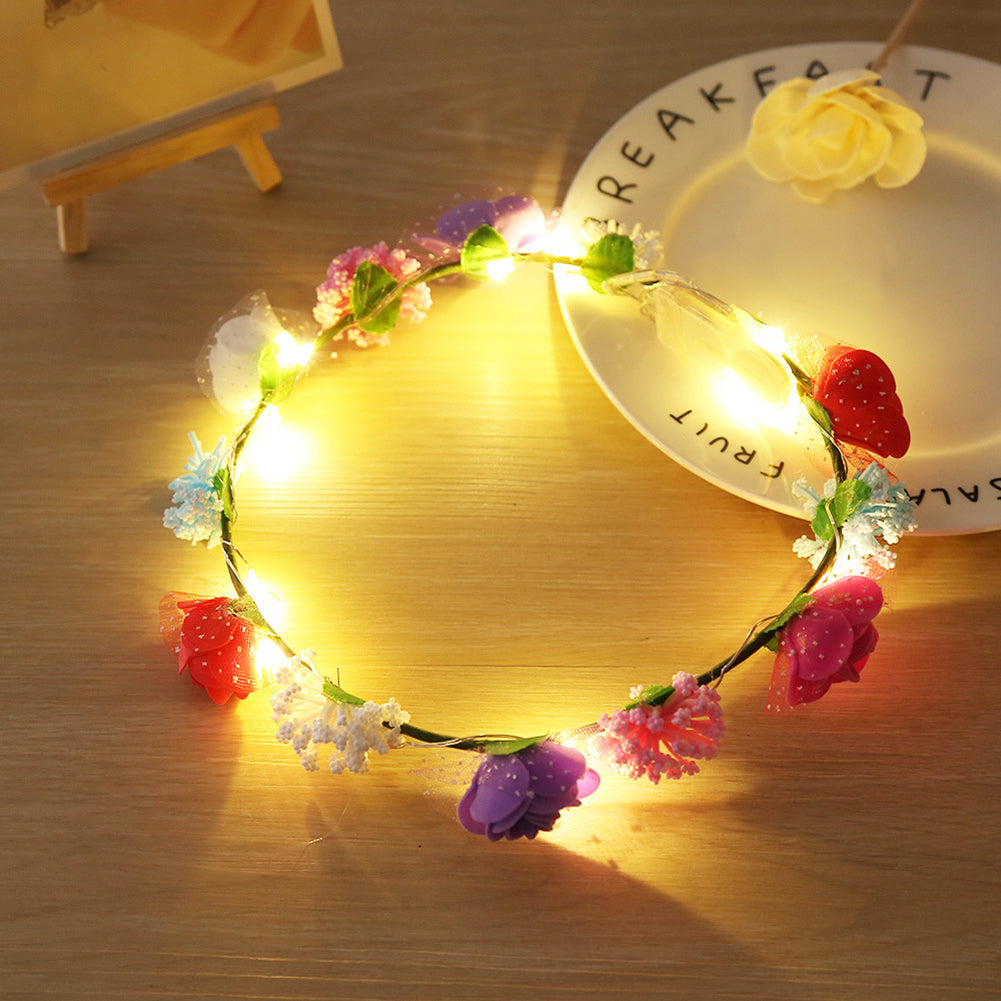 LED Luminous Rose Flower Hairband Girls Headband Festival Party Wedding Decor