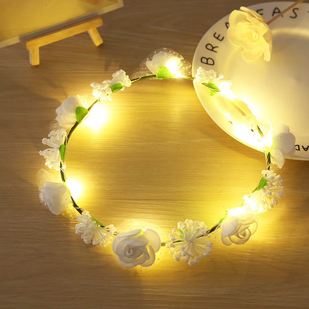 LED Luminous Rose Flower Hairband Girls Headband Festival Party Wedding Decor