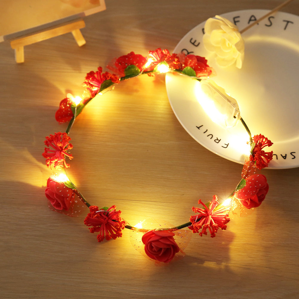 LED Luminous Rose Flower Hairband Girls Headband Festival Party Wedding Decor