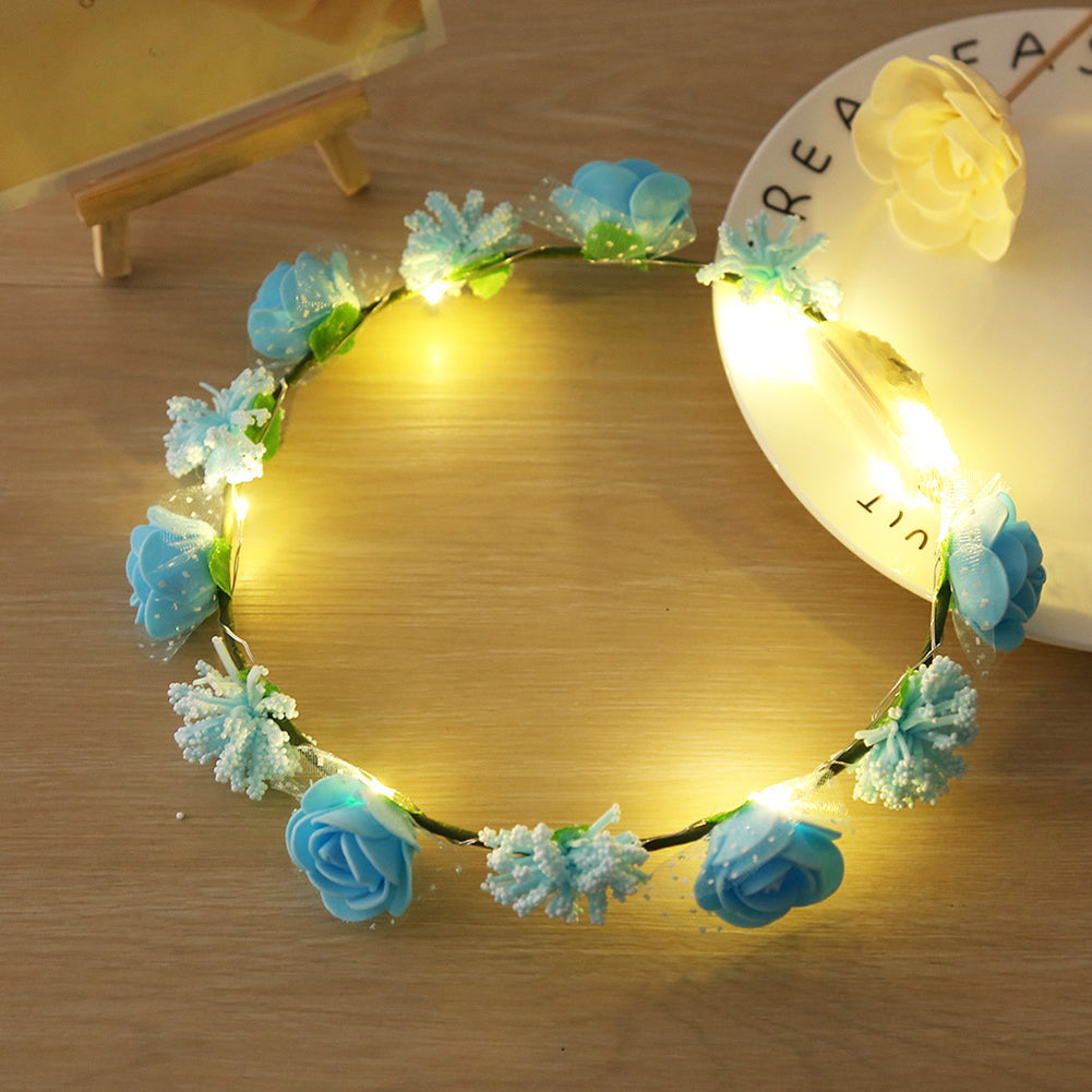 LED Luminous Rose Flower Hairband Girls Headband Festival Party Wedding Decor