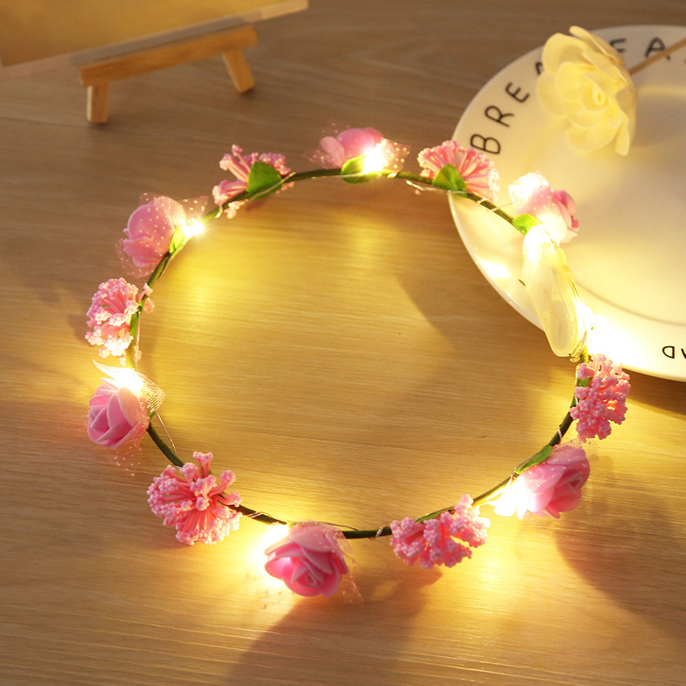 LED Luminous Rose Flower Hairband Girls Headband Festival Party Wedding Decor