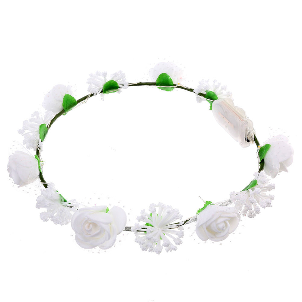 LED Luminous Rose Flower Hairband Girls Headband Festival Party Wedding Decor