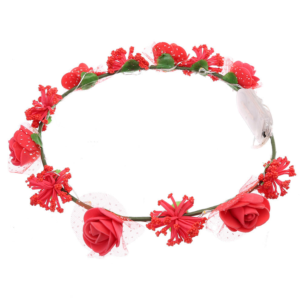LED Luminous Rose Flower Hairband Girls Headband Festival Party Wedding Decor