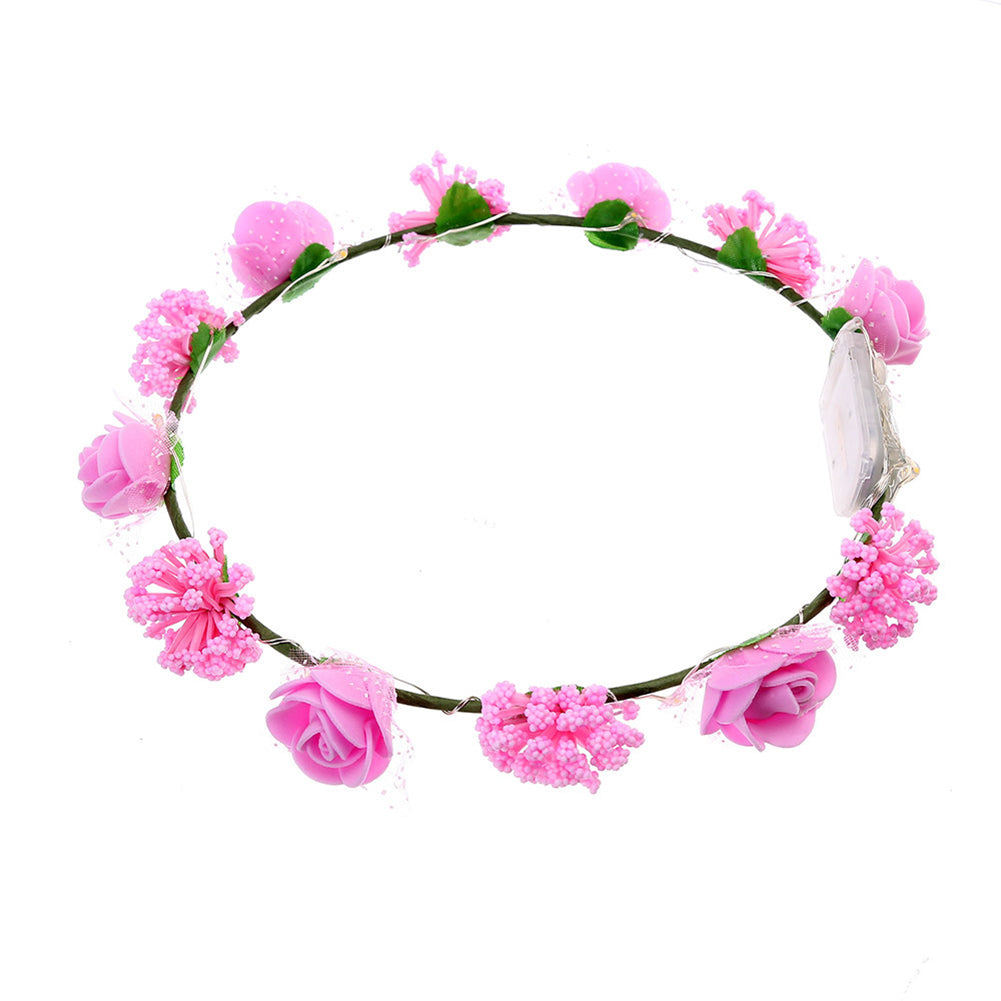 LED Luminous Rose Flower Hairband Girls Headband Festival Party Wedding Decor