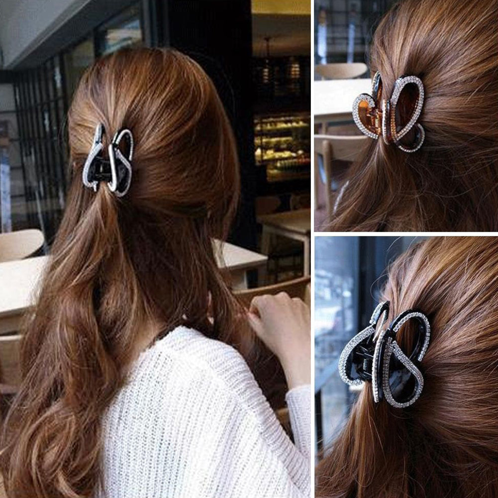Lady Fashion Rhinestone Butterfly Hairpin Claw Shape Hair Clip Clamp Accessory