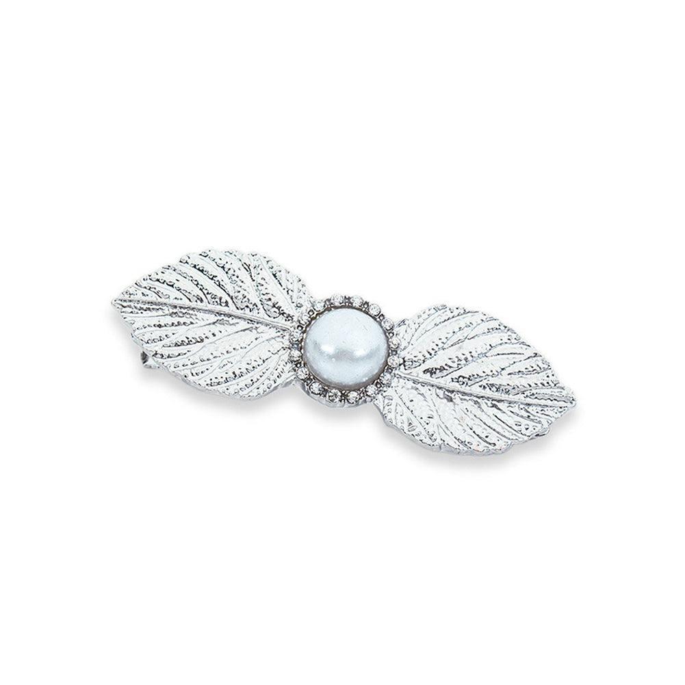 Fashion Leaf Hair Clip Barrette Rhinestone Wedding Marriage Hairpins Accessories