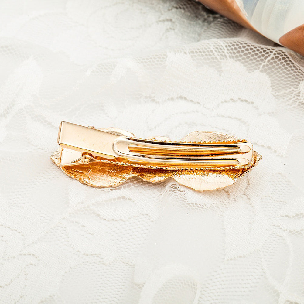 Fashion Leaf Hair Clip Barrette Rhinestone Wedding Marriage Hairpins Accessories