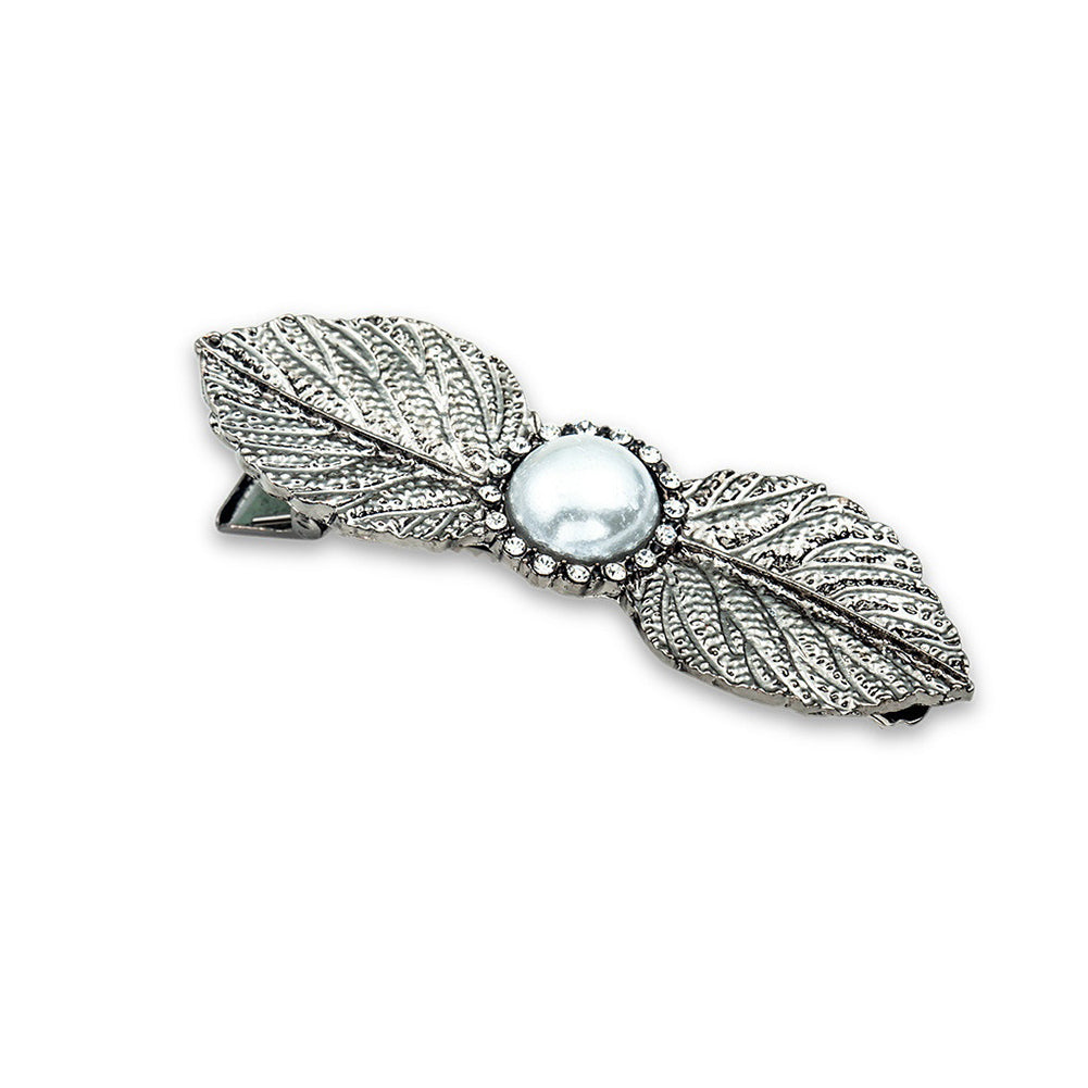 Fashion Leaf Hair Clip Barrette Rhinestone Wedding Marriage Hairpins Accessories