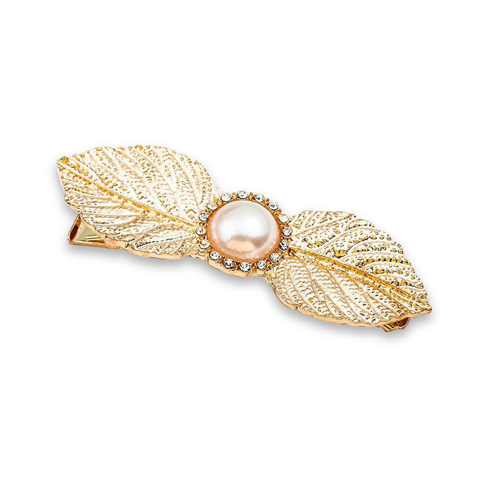 Fashion Leaf Hair Clip Barrette Rhinestone Wedding Marriage Hairpins Accessories