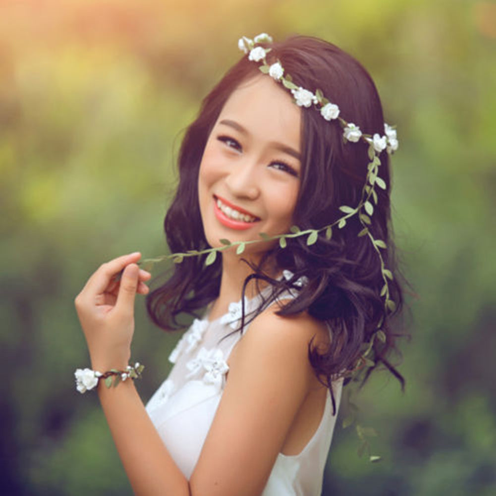 Wedding Party Decor Floral Wreath Flower Festival Forehead Headband Hair Garland