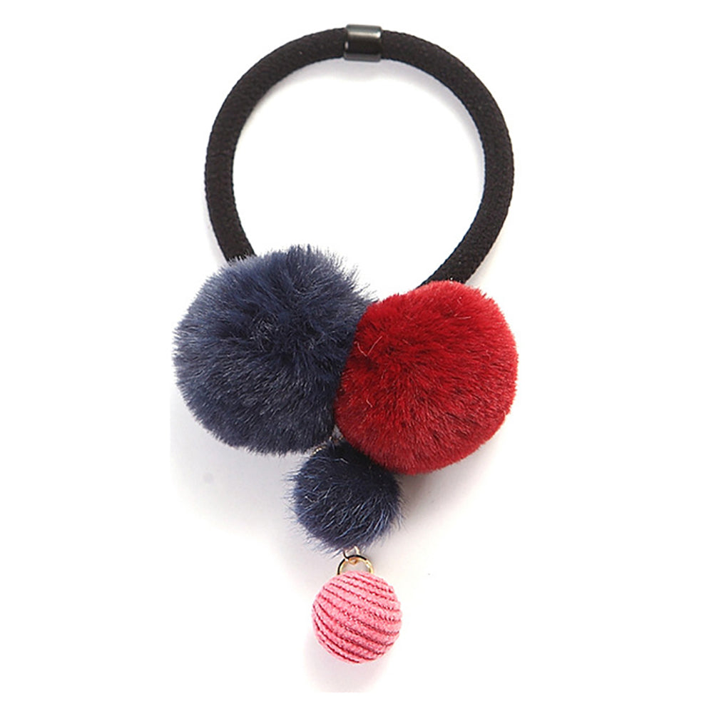 Women Girls Fashion Plush Ball Elastic Hair Ties Band Rope Ponytail Holder