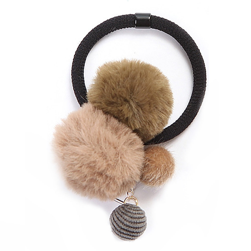 Women Girls Fashion Plush Ball Elastic Hair Ties Band Rope Ponytail Holder