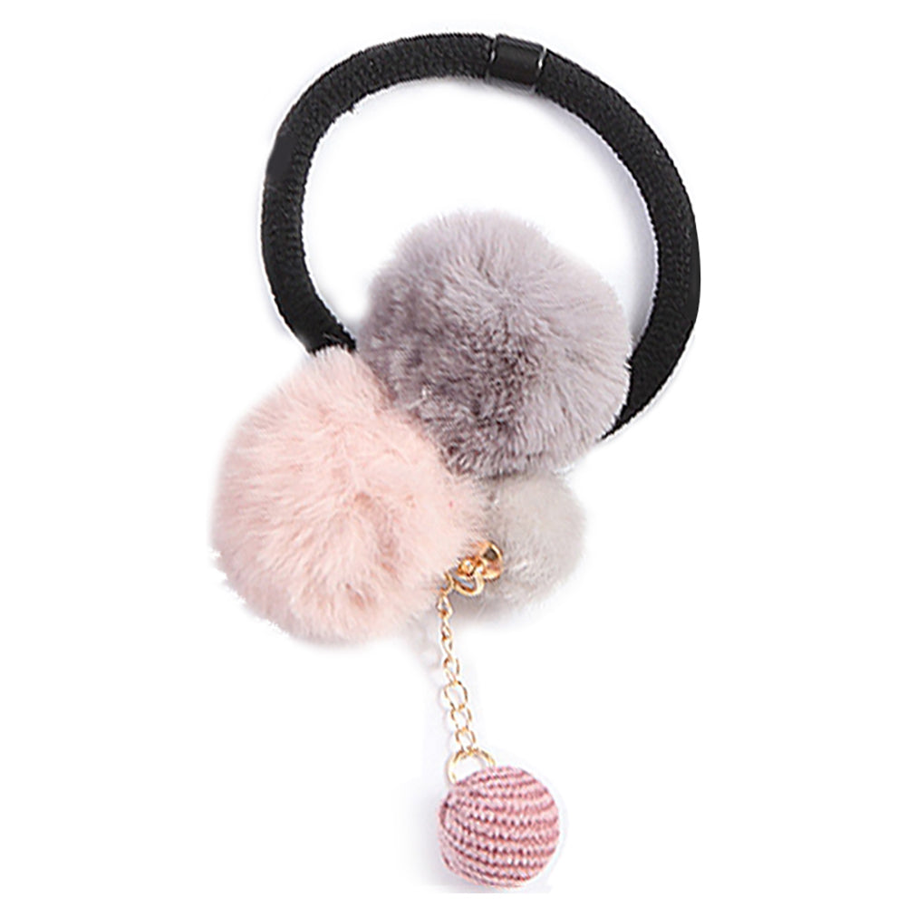 Women Girls Fashion Plush Ball Elastic Hair Ties Band Rope Ponytail Holder