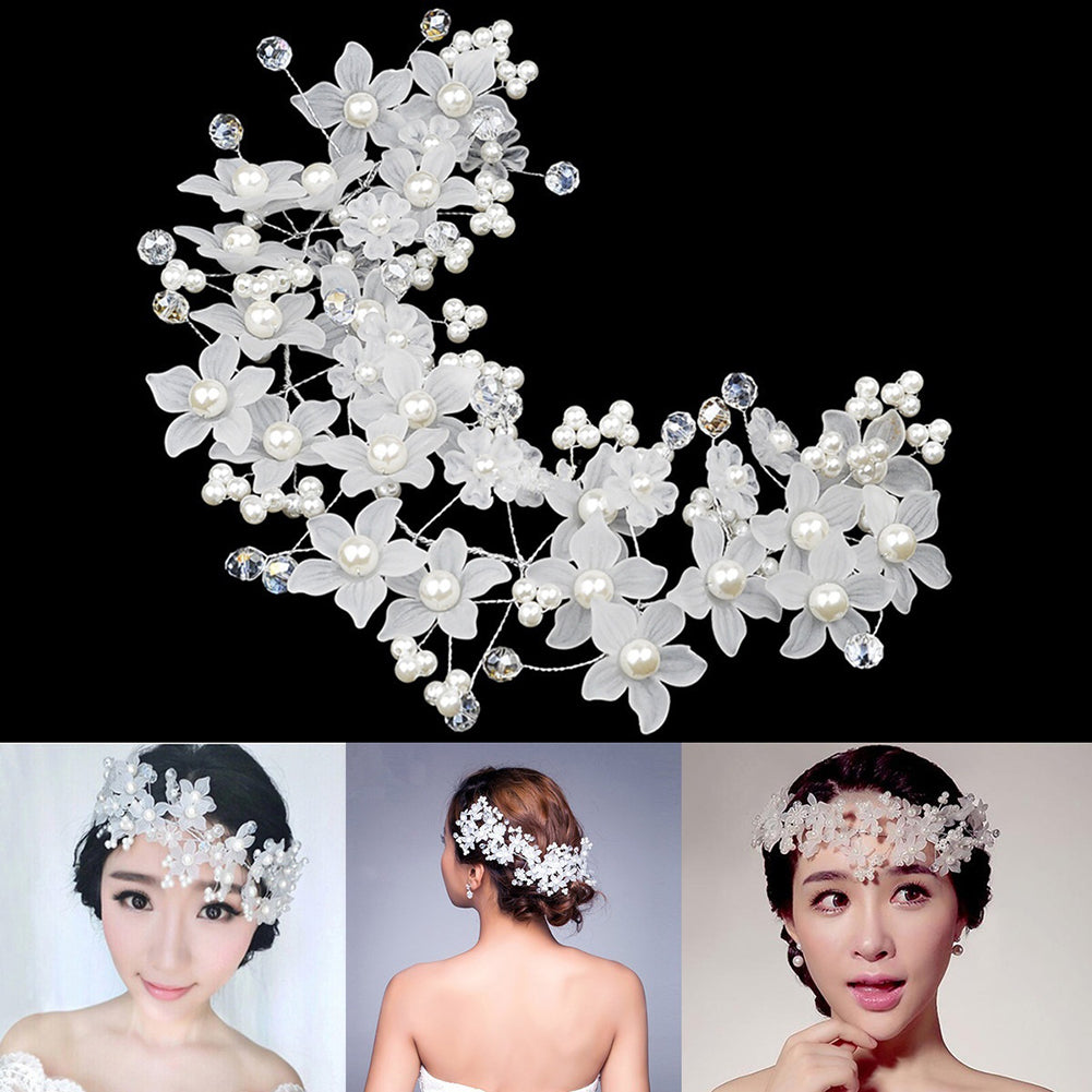 Fashion Faux Pearl Flower Headwear Women Bridal Wedding Party Hair Accessories