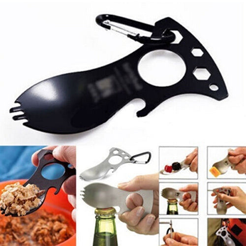 5 in 1 Pocket EDC Screwdriver Bottle Opener Spoon Survival Kit Camping Gear