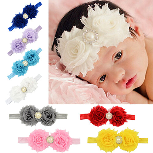 Baby Infant Toddler Girl Faux Pearl Rhinestone Flower Headband Hair Band Headdress