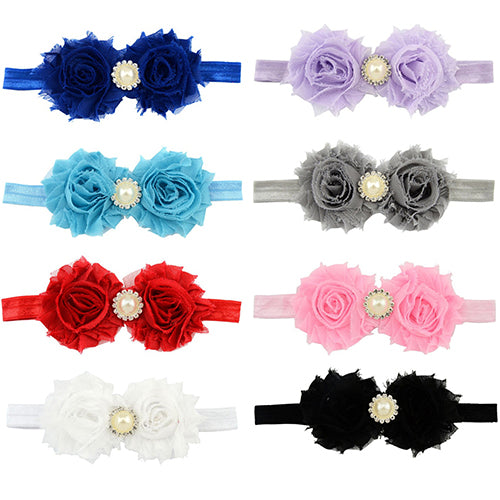 Baby Infant Toddler Girl Faux Pearl Rhinestone Flower Headband Hair Band Headdress