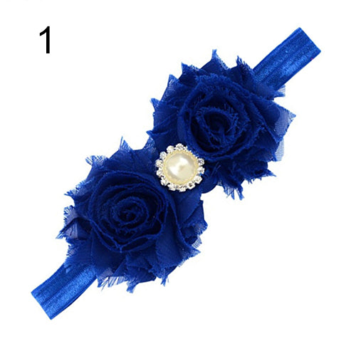 Baby Infant Toddler Girl Faux Pearl Rhinestone Flower Headband Hair Band Headdress