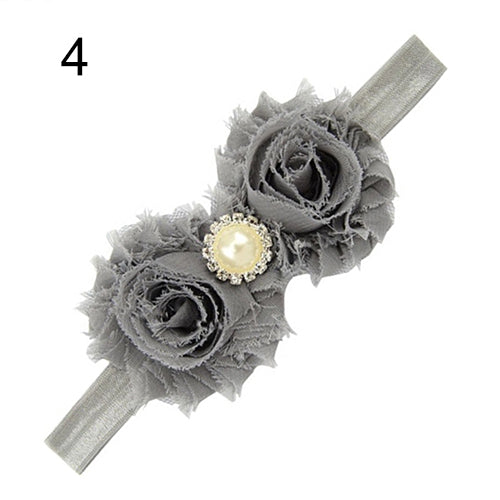 Baby Infant Toddler Girl Faux Pearl Rhinestone Flower Headband Hair Band Headdress