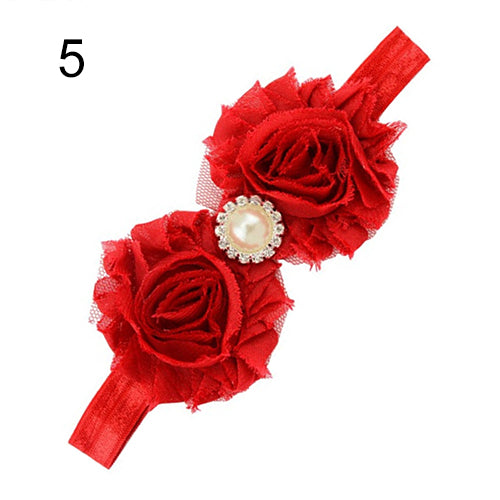 Baby Infant Toddler Girl Faux Pearl Rhinestone Flower Headband Hair Band Headdress