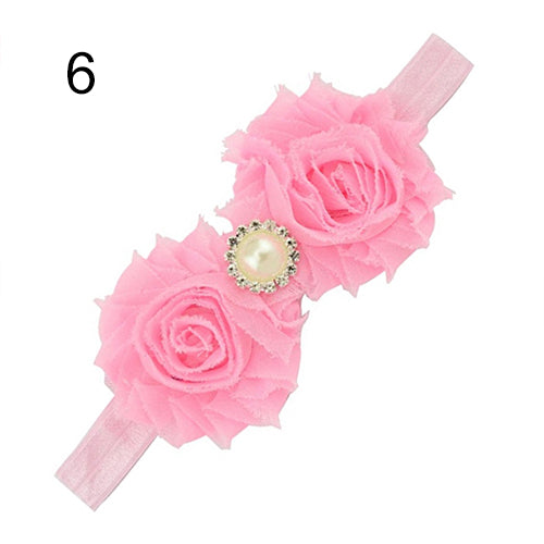 Baby Infant Toddler Girl Faux Pearl Rhinestone Flower Headband Hair Band Headdress