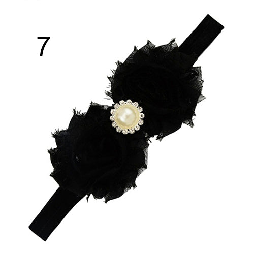Baby Infant Toddler Girl Faux Pearl Rhinestone Flower Headband Hair Band Headdress