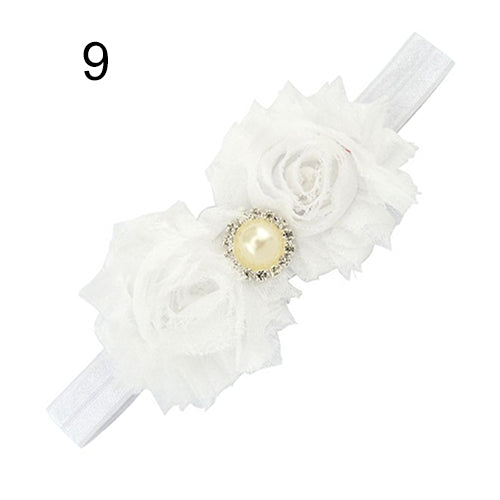 Baby Infant Toddler Girl Faux Pearl Rhinestone Flower Headband Hair Band Headdress